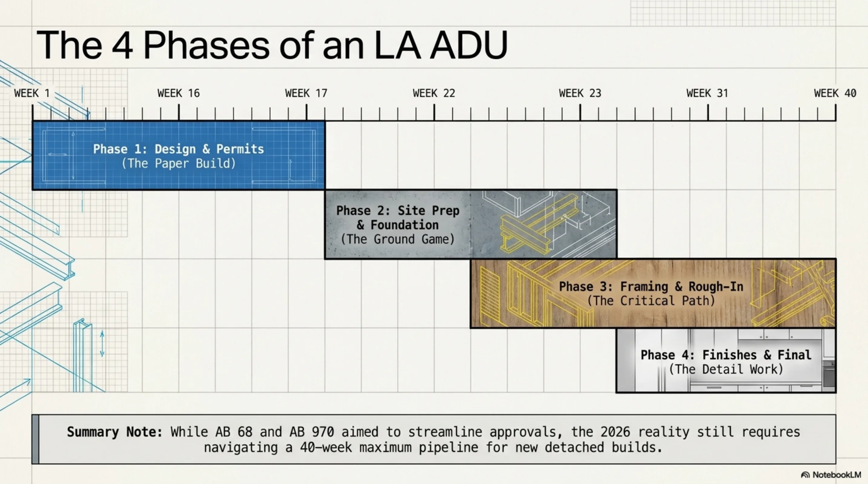 Visual breakdown from the ADU build timeline