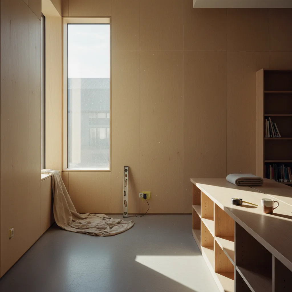 A split image showing a homeowner painting a wall on one side and a professional contractor installing kitchen cabinets on the other.